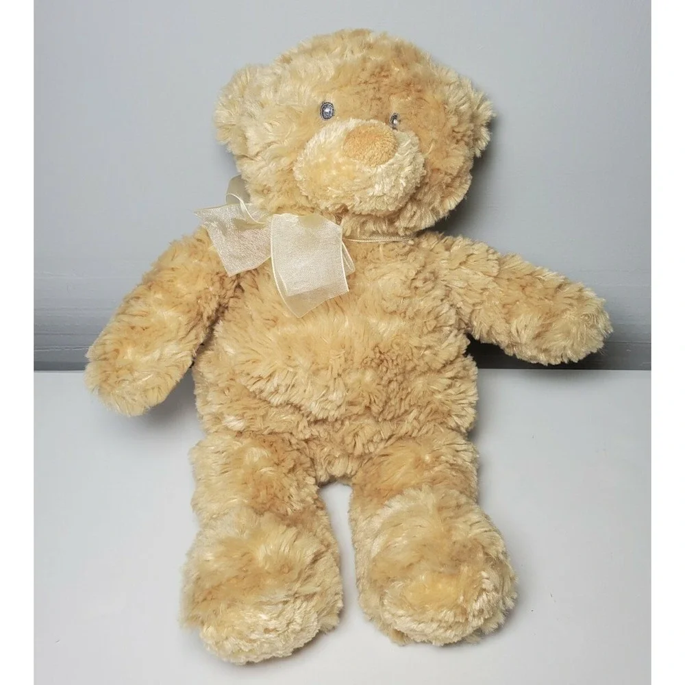 Gund Baby Beginnings Teddy Plush cream tan‎ brown heart Fluffy stitched